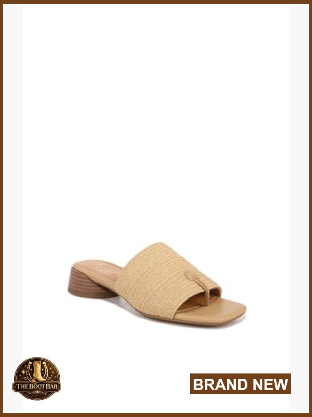 Slide Sandals - Chunky Block Heel, Raffia - Picture 6 of 7